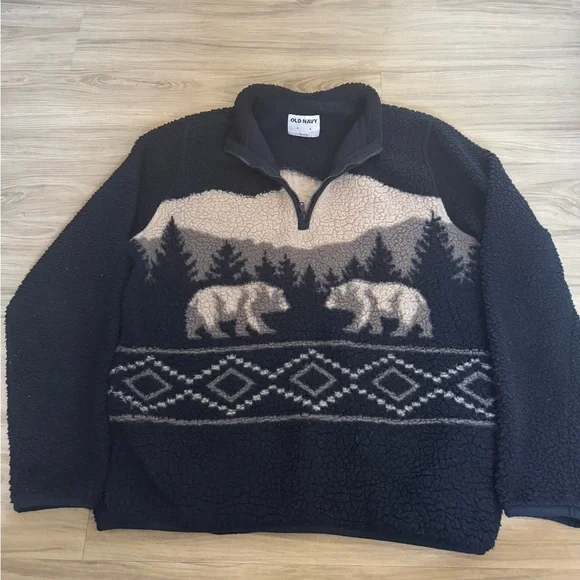 Old Navy Sherpa Quarter Zip Sweater - Picture 1 of 2